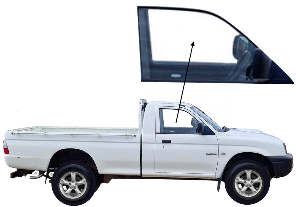 Бічне скло Mitsubishi L200 1996-2006 2d передніх дверей праве, фото 1