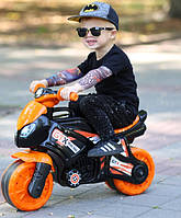 Мотоцикл Технок 5767 черный оранжевый каталка детский мотобайк беговел велобег толокар для детей
