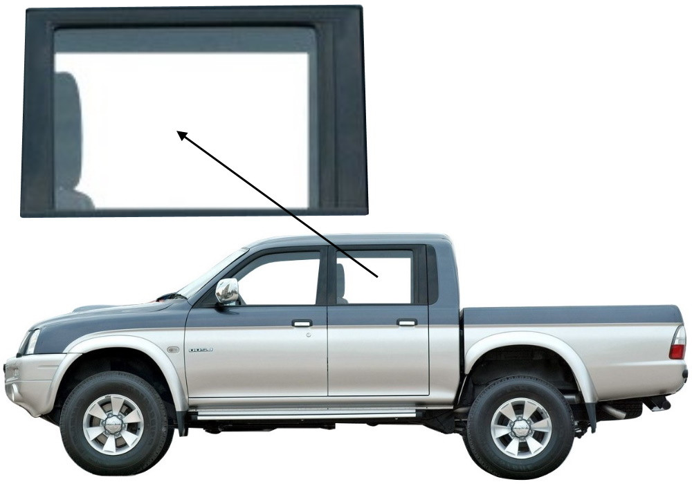 Бічне скло Mitsubishi L200 1996-2006 задніх дверей ліве, фото 1