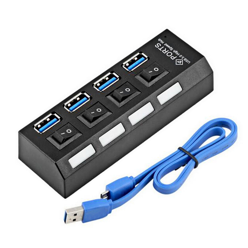Комутатор Hub USB 4port USB 3.0 (HB300004BK) з блоком живлення