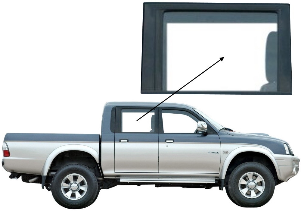 Бічне скло Mitsubishi L200 1996-2006 задніх дверей праве, фото 1