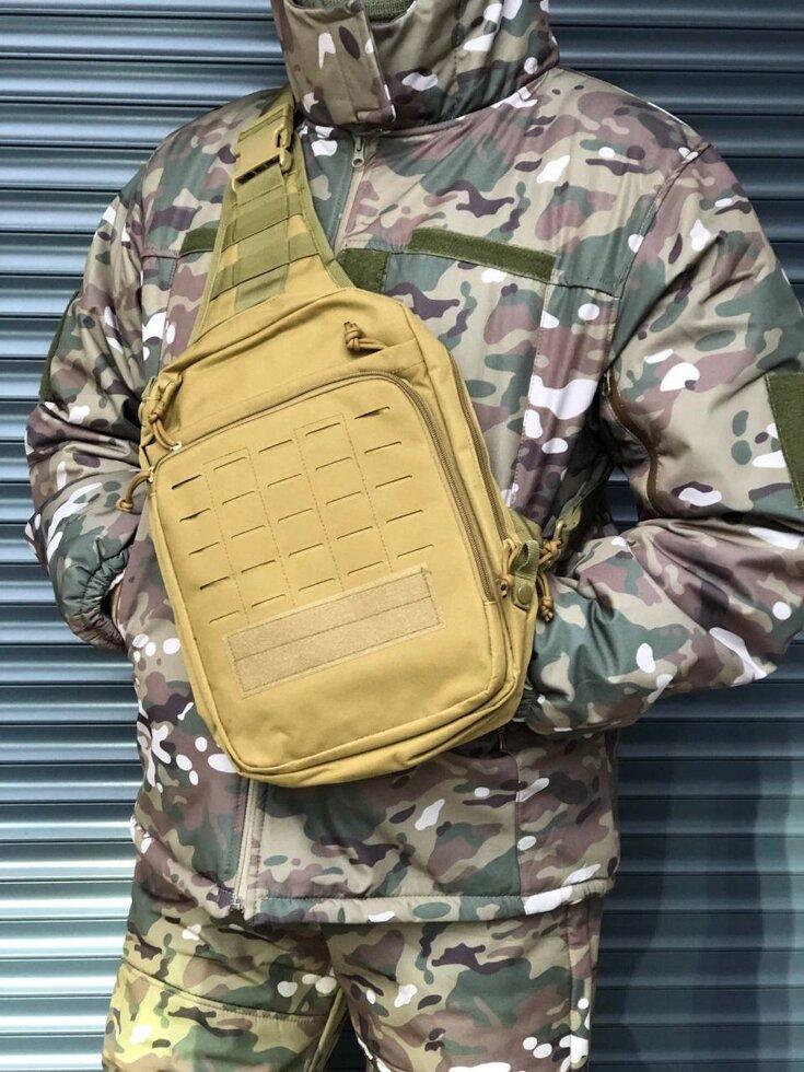 Сумка тактична через плече, планшет, чорна, фото 1