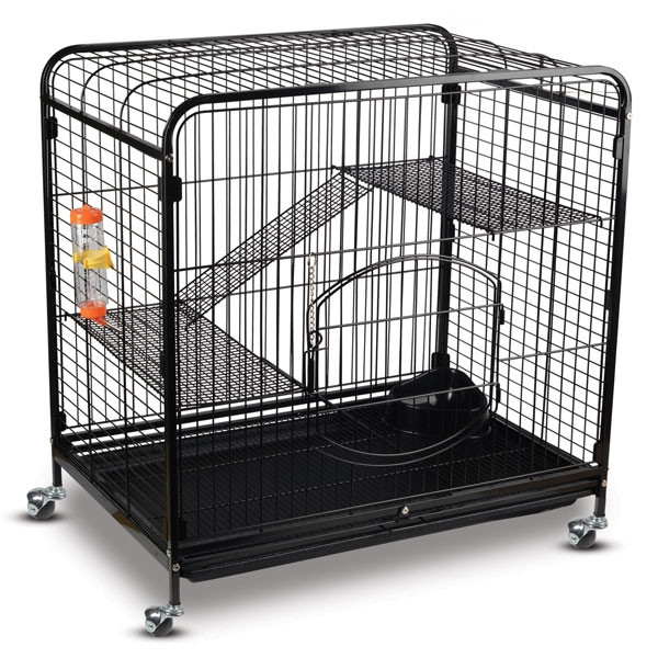 Велика металева клітка для гризунів 82 x 77 x 48 см, чорна