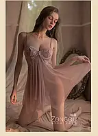 Сексуальная женская сорочка для соблазна розового цвета, прозрачный легкий женский пеньюар