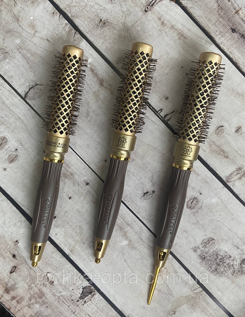 Брашинг для волосся керамічний SALON ion Gold 25, фото 1