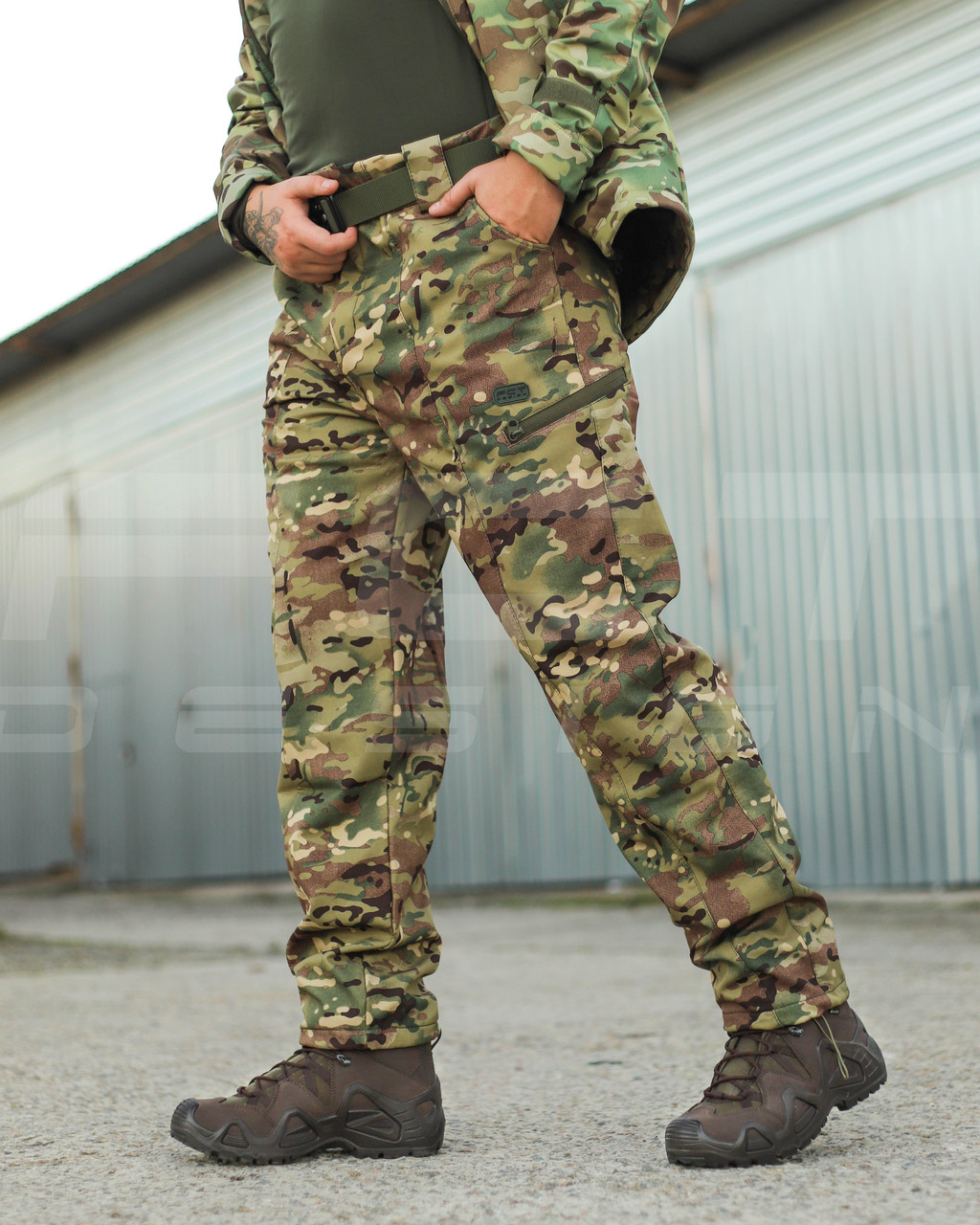 Штани зимові Хантер Софтшелл Мультикам утеплені термофліс, фото 1