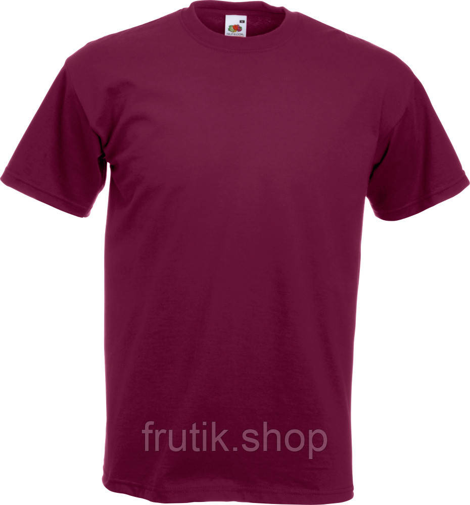 Чоловіча футболка ПРЕМІУМ Fruit of the loom Super premium 100% бавовна щільна якісна Бордова, S