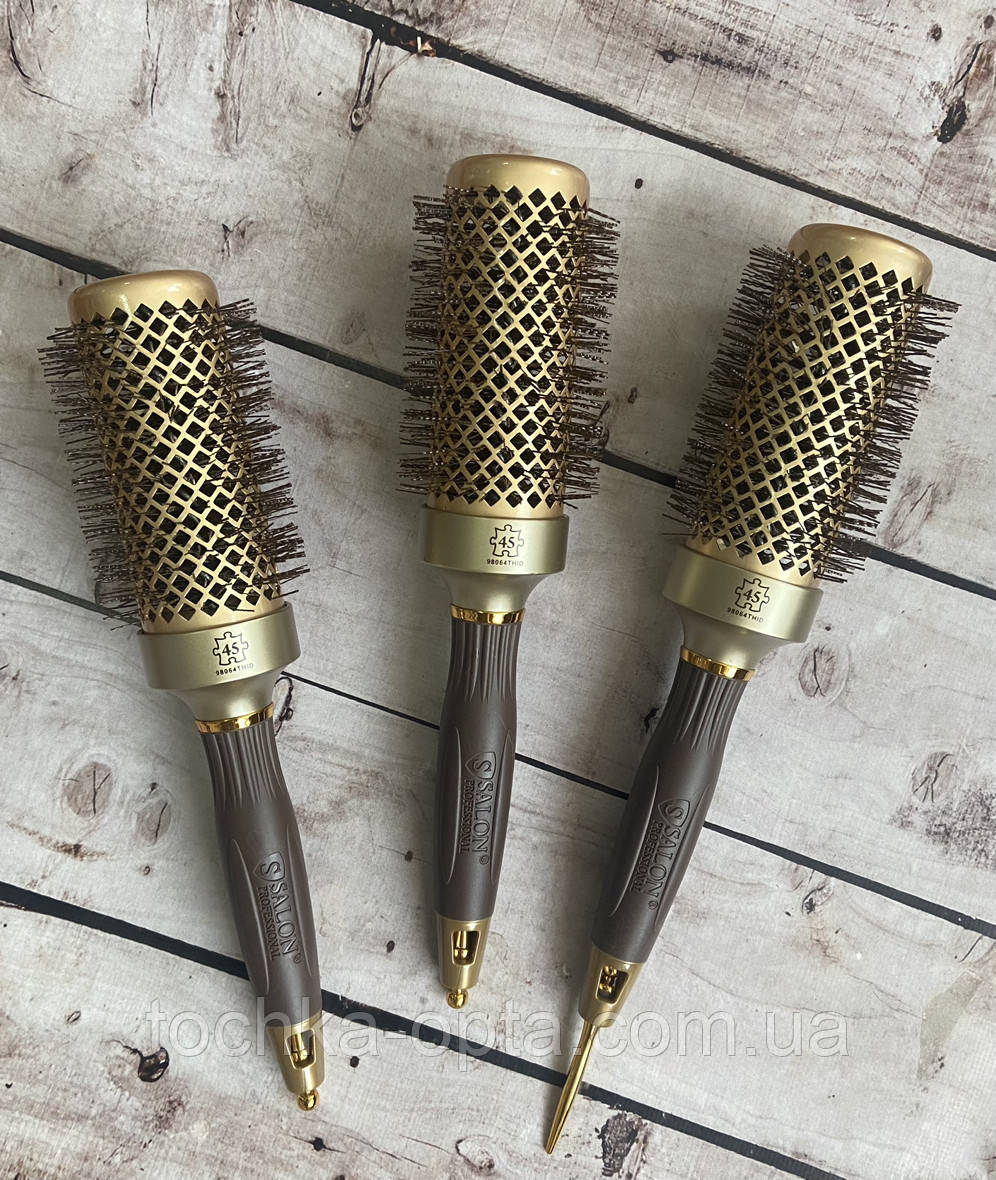 Брашинг для волосся керамічний SALON ion Gold 45