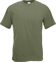 Мужская футболка ПРЕМИУМ Fruit of the loom Super premium 100% хлопок плотная качественная Оливковий, 3XL