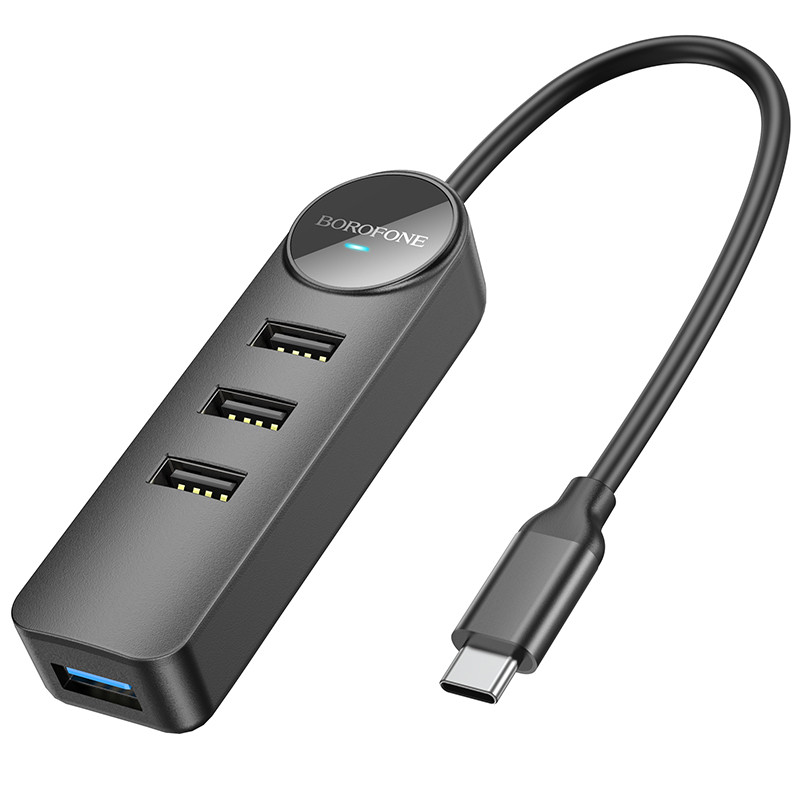 Переходник USB-hub хаб 4-в-1 BOROFONE DH5 |Type-C to USB3.0+ USB2.0*3/0 ...