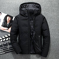 Черная мужская куртка зимняя с капюшоном топ качество