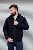 Черная мужская зимняя куртка с капюшоном топ качество очень теплая M