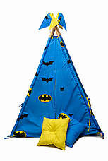Дитячий ігровий намет з матрацом бомбон та двома подушками. Вігвам "Бетмен синій", фото 2