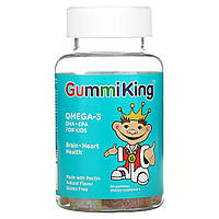 Омега-3 ДГК и ЭПК для детей со вкусом клубники, апельсина и лимона, Omega-3, GummiKing, 60 жевательных конфет