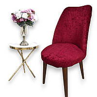 Универсальные чехлы на стулья с закругленной спинкой велюровые Ретро Турция, чехлы на стулья со спинкой Бордовый