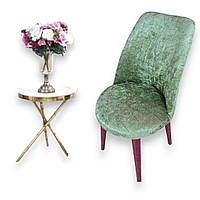Универсальные чехлы на стулья с закругленной спинкой велюровые Ретро Турция, чехлы на стулья со спинкой Оливковый