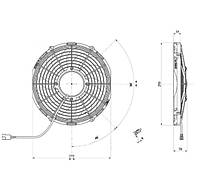 Электрический вентилятор для авто радиатора 10" дюймов 24 V (VA09-BP50/C-54S, VA09-BP12/C-54A Аналог)