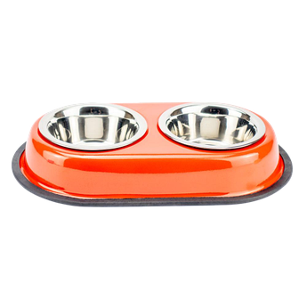 Миски на підставці для собак та котів з антиковзною основою металева червона, Agility 2 * 350 мл ,13 см