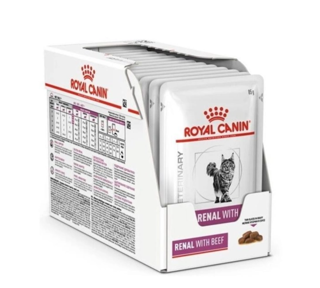 Royal Canin Renal Feline Beef 85гр *12шт паучи с говядиной для кошек ( почечной недостаточность)