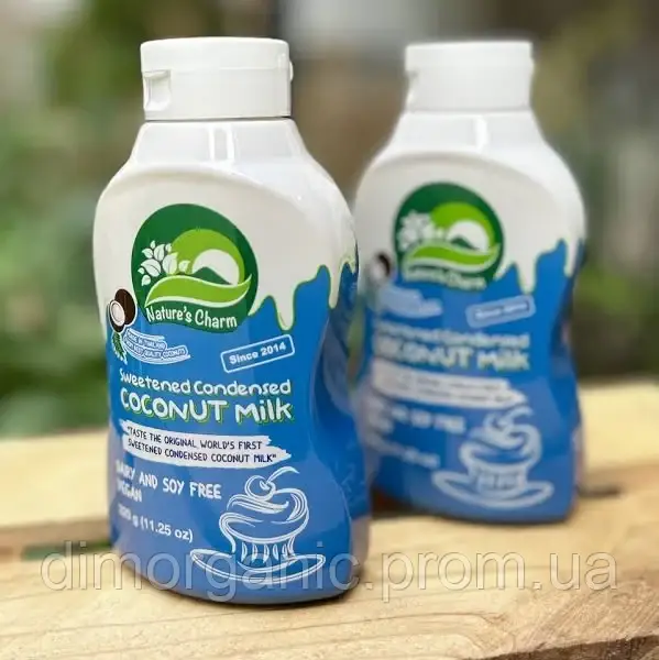Молоко сгущенное кокосовое с сахаром в пластиковой банке Nature's Charm ...