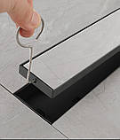 Трап для душа з коvбінованим сифоном, середнім отвором, чорний, 60 см, фото 6