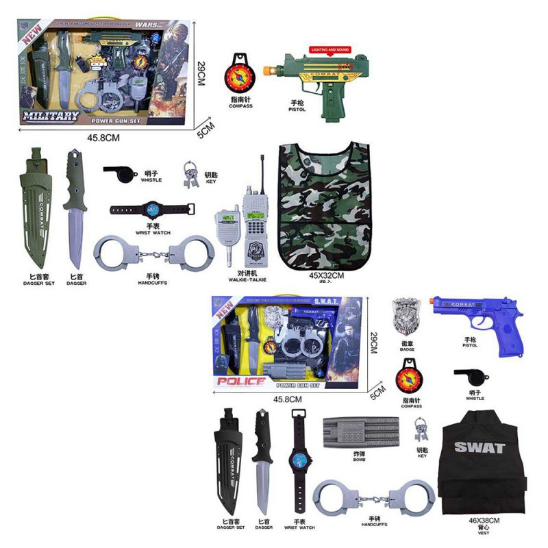 Ігровий набір поліцейського/воєнного JC007A-13A, 10 предметів, звук, світло, фото 1