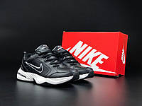 Чоловічі кросівки Nike M2K Tekno Fleece Black White (Чорні) Взуття Найк М2К Текно шкіра фліс єврозима демісезон
