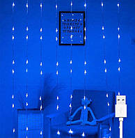Светодиодная гирлянда Водопад Роса 2x1,6м, от USB, 128 LED, 8 режимов, IP44 Синий