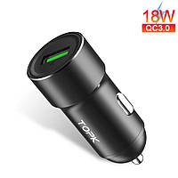 Автомобильное зарядное устройство Topk Quick Charge 3.0 18W USB Black G102Q