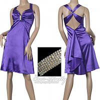 Плаття пурпурне з брошкою і перехресними бретелями вечірнє продаж