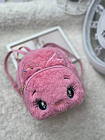 Рюкзак детский для девочки повседневный городской меховой розовый