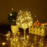 Новогодняя гирлянда "Роса" нить 10м (золото) красивое праздничное освещение интерьера 2RV106-G(005WW) house