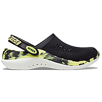 Crocs Literide 360 Marbled Clog Black Citrus, Кроксы лайтрайд 360 черные мужские женские оригинал + коробка