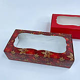 Коробка для макаронів, 200*100*50 мм, з вікном, "Червоний сніг", фото 3