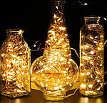 Новорічна гірлянда "Зірки-намистини" (золото) гарне святкове освітлення приміщення 2 м батарейки ZABI-5 топ, фото 3