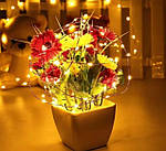 Новорічна гірлянда "Зірки-намистини" (золото) гарне святкове освітлення приміщення 2 м батарейки ZABI-5 топ, фото 6