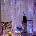 Новорічна гірлянда-штора "Лучі роси" 3 м*2м (світло мультиколор) гарне святкове освітлення інтер'єру М-34 houseтоп, фото 7