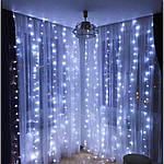 Новорічна гірлянда-штора "Лучі роси" 3 м*2м (світло біле) гарне святкове освітлення інтер'єру ZABI-12W houseтоп, фото 3