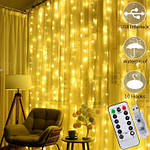 Новорічна гірлянда-штора "Лучі роси" 3 м*3 м (золотиста) гарне святкове освітлення інтер'єру ZABI-31 3*3G houseтоп, фото 3