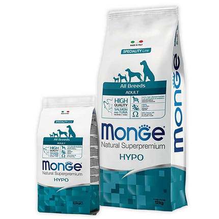 Monge Superpremium All Breeds Adult Hypoallergenic Сухий корм для дорослих собак всіх порід з лососем 15 кг, фото 1