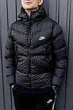 Куртка чоловіча Nike пуховик чорний зимовий з капюшоном теплий модний спортивний, фото 2