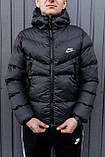 Куртка чоловіча Nike пуховик чорний зимовий з капюшоном теплий модний спортивний, фото 6