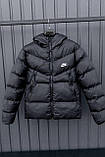 Куртка чоловіча Nike пуховик чорний зимовий з капюшоном теплий модний спортивний, фото 8