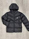 Куртка чоловіча Nike пуховик чорний зимовий з капюшоном теплий модний спортивний, фото 9