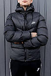 Куртка чоловіча Nike пуховик чорний зимовий з капюшоном теплий модний спортивний, фото 3