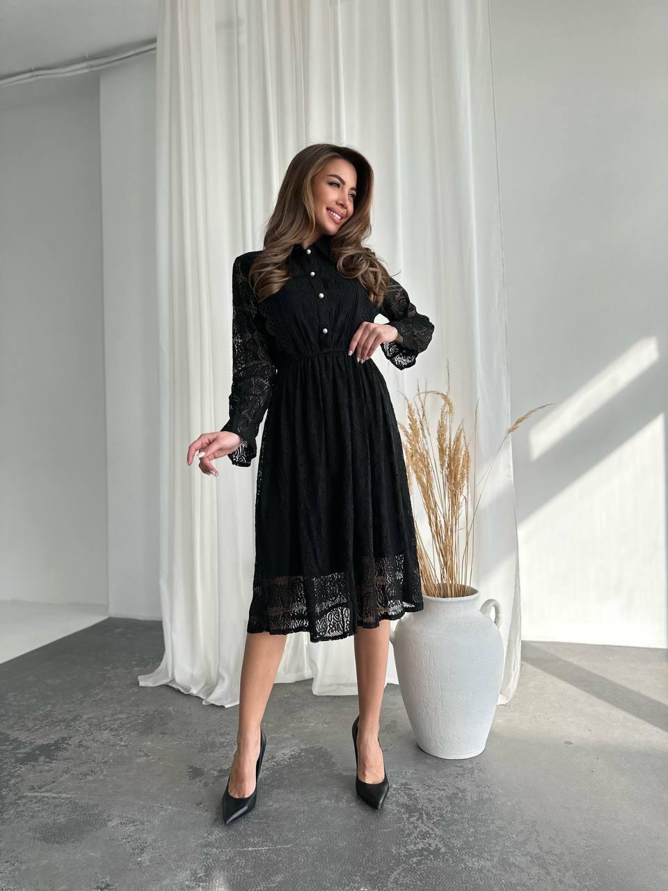 Жіноча вечірня мереживна сукня, фото 1