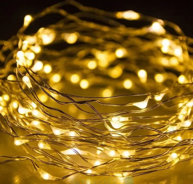 Новогодняя гирлянда "Роса" нить 10м (золото) красивое праздничное освещение интерьера 2RV106-G(005WW) cross - фото 5 - id-p2017491007