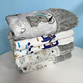 Дитячий всесезонний плед зі зйомним синтепоном для дому, прогулянок, в коляску, ліжечко BST Білий + Сірий