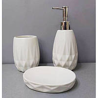 Набір для ванної кімнати 3 предмети Ромби (дозатор, склянка, мильниця) BonaDi 851-271