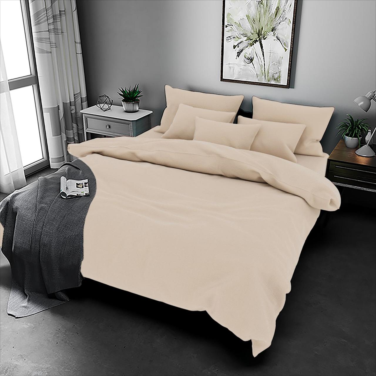 Підковдра на блискавці 145х215 (Бязь) | Полуторна підковдра від виробника "Королева Ночі" | Однотонний бежевий, фото 1